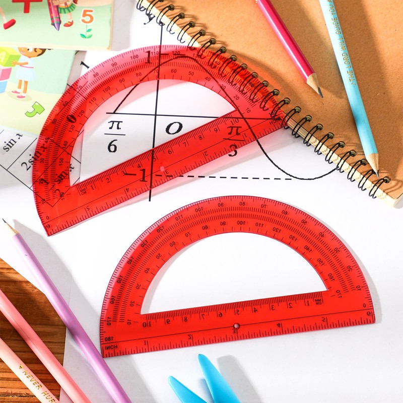 EBOOT Plastic Protractor Math Protractors 180 Degrees, 6 Inch, Pack