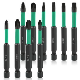 Long Bits Set, 10 Pieces Long Torx Impact Bit, 70 mm Screwdriver Bit Set with Strong Magnetic Head and 1/4 Inch Hex Shank for Electric Hand Drills and Electric Screwdrivers