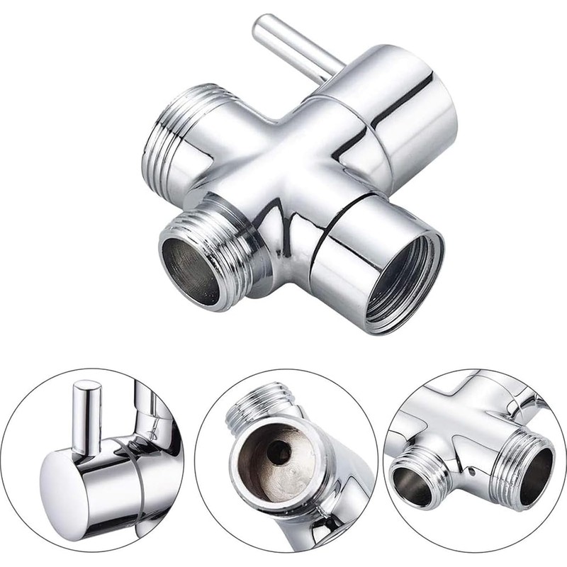 Shower Diverter Valve, G1/2" to G1/2" BSP T-Adapter 3-Way Tap