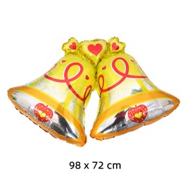 Dzrige 2 Pieces Christmas Party Balloons Xmas Bell Aluminum Foil Balloons Jingling Bell Balloons for Christmas New Year Valentine's Day Holiday Birthday Baby Shower Party Decorations