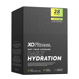 XO Fitness Hydration Sachets | Key Electrolytes Sachets | Immunity Support with Essential Vitamins & Minerals | Zero Sugar & Low Calorie Hydration Multipliers | Lemon Lime (28 Count)