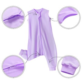QUENESS Baby Sleep Sack with Feet for Boys Girls, Infant Toddler Sleeveless Sleeping Bag with Legs, 100% Cotton Baby Wearable Blanket Sleepsack for Early Walkers (Purple, 2-3T)