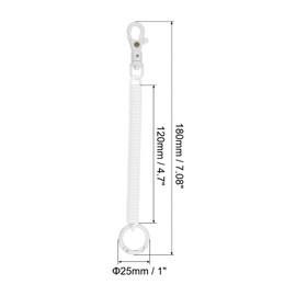 [PATIKIL] Retractable Bull Coil Spring Key Chain Set of 3 Anti-lost Key Chain Holder Lanyard Cord with Key Ring for Key Wallet White