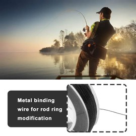 The Lord of the Tools Fishing Rod Ring DIY 100M Fixing Line Fishing Rod Guide Ring Modified Tying Ring Wrapped Line Fishing Gear Deck Line Metal Line, Black