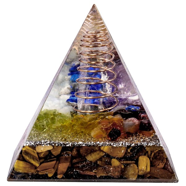 mookaitedecor Healing Stone Crystal Pyramid with Tiger's Eye, Positive Energy Pyramid for EMF Protection Meditation / Yoga / Healing Chakra / Home Decor 50 mm