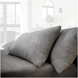 Teddy Fleece Pillow Cases 2 Pack, 100% Polyester Thermal Warm & Cozy Plain Super Soft Pair of Pillowcase, Silver