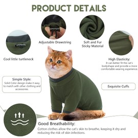 Cat Pajamas for Cats Only, Sticky Hair Cat Clothes, Sphynx Hairless Cats Sweater, Cat Onesie for Cats After Surgery Female Male, Prevent Lost Hair Kitten Onesie Shirts Costumes Outfits for Pet