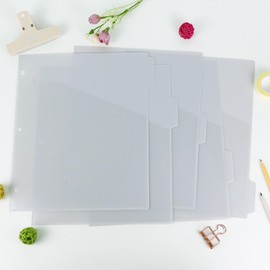 Koqye Binder Dividers with Pockets - 8 Plastic Dividers for 3 Ring Binders - A4 Bividers with Pocket & Tabs for Planners (Grey - 5 Tabs)