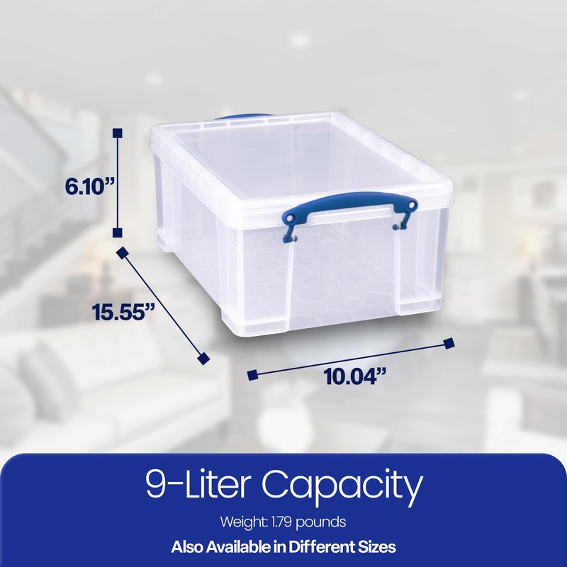 Really Useful Box 9 Liter Plastic Stackable Storage Container with