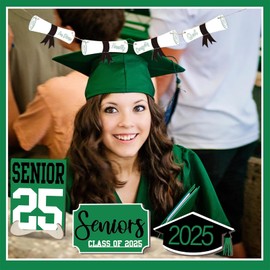 Queekay 10 Pcs Class of 2025 Graduation Tiered Tray Set Congrats Grad Wooden Signs Tiered Tray Rustic Farmhouse Decor for Home Kitchen Table Decorations