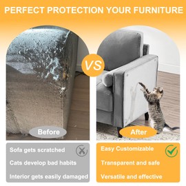 14 Pcs Transparent Cat Scratch Furniture Protector with 50 Pins, Multiple Sizes Corner Couch Protector from Cat Claws, Couch Guards for Cats, Sofa Shield Protectors from Cats Scratching