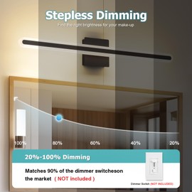 Joosenhouse Modern Black Vanity Lights for Bathroom, 5CCT Dimmable Bathroom LED Light Bar, Above Mirror Vanity Lighting, 31.5 Inch 24W