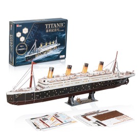 3D Puzzle Titanic Ship Model, 282 Pieces, 36 inches Long,with LED Lights, Paper Puzzle of RMS Titanic