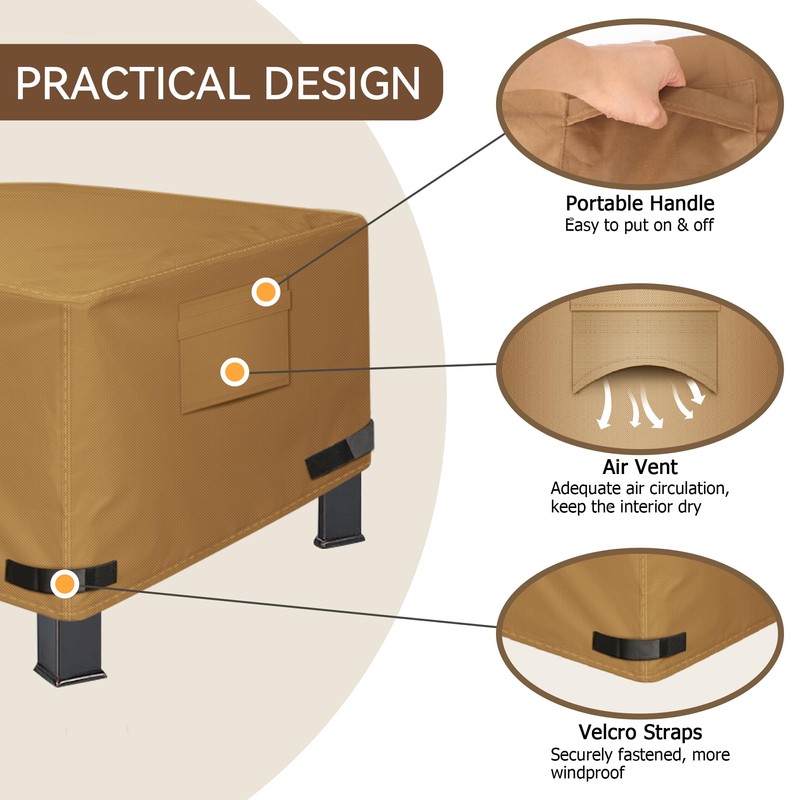 NEXCOVER Square Fire Pit Cover - Waterproof 600D Heavy Duty