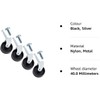4 x Wheel Swivel Castors Nylon 40mm with Sockets Heavy