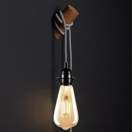 LEDSone Ceiling Pendant Lighting Fitting, E27 Lamp Holder with Switch Suspended Pendant Light Fitting Kit, 2m Fabric Cable 3 Pin Plug with Dimmer Switch. (Black & White 2 Pack)