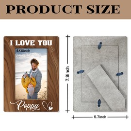 Poppy Gift, I Love You Poppy Photo Frame Gift for Grandpa Dad Men, Holds 4 x 6 Inch Photo, Farmhouse Wooden Picture Frame Gift, Father's Day Gift for Poppy, Poppy Picture Frame for Home Decor