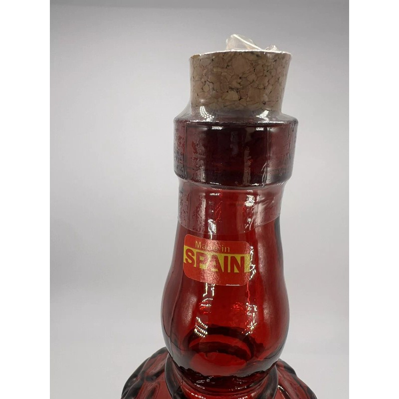 Pier 1 Cranberry Ruby Red Recycled Art Glass Embossed Bottle