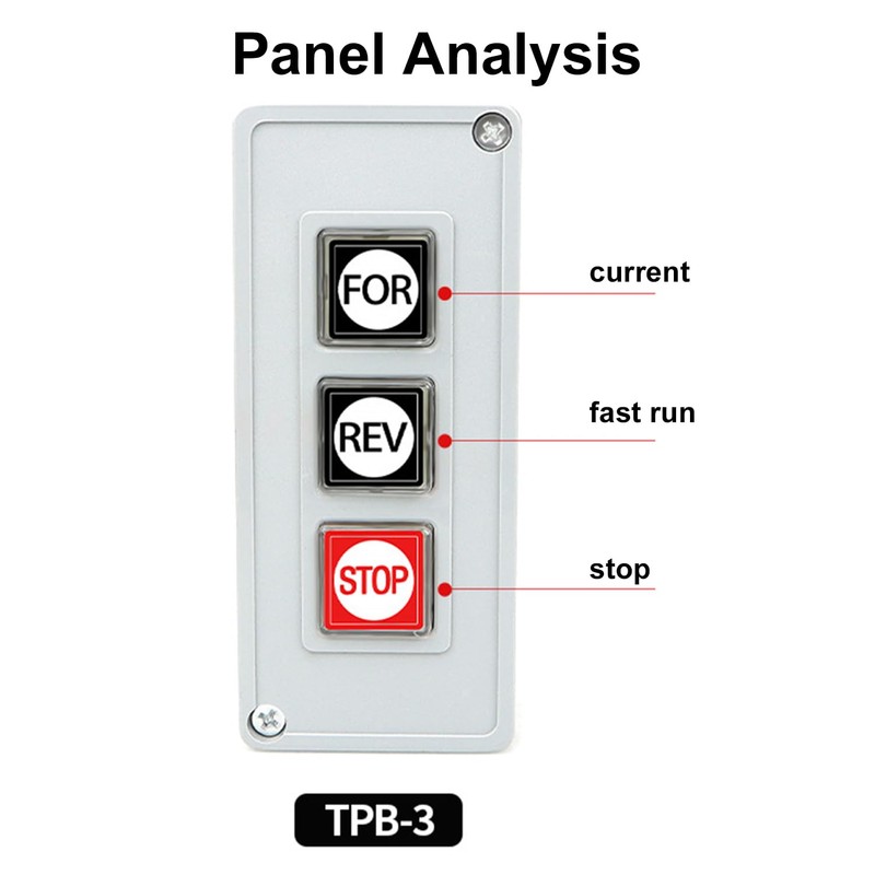 Fielect Forward Reverse Stop Momentary Push Button Control Switch Box