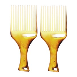 Baluue 2pcs Wide Tooth Styling Comb for Afro Hair Braiding Styling Minimalist Design Plastic Amber