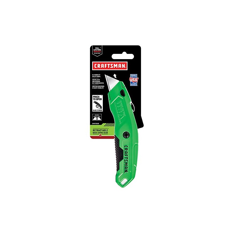 CRAFTSMAN Utility Knife, HI-Visibility, Retractable, 3 Blade (CMHT10589)