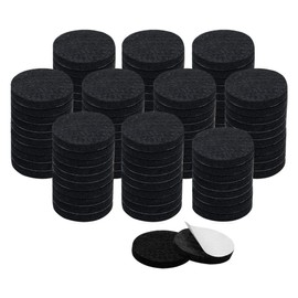 uxcell 100pcs Furniture Felt Pads Round 1 1/4" Self-stick Non-slip Anti-scratch Pads for Cabinet Chair Feet Leg Protector Black