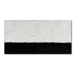 NANKAI Art Hand-painted Minimalist Oil Painting Abstract Black and White 24x48 inch Contemporary Art Texture Oil Painting, Home, Office Wall Decoration