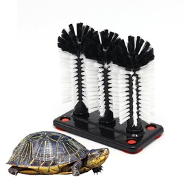 JINGHANGER Turtle Brush with Suction Cup, 3 Brush Heads, Turtle Shell Cleaning Brush, Strong Suction Effect, Accessory for Turtle Tanks for Aquariums, 18.5 x 9.5 x 19 cm