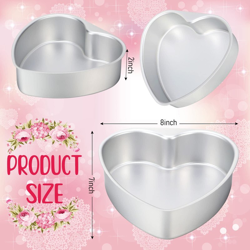 Nuogo 3 Pieces Heart Shaped Cake Pans 8 Inch Heart