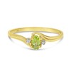 14k Yellow Gold Oval Peridot And Diamond Ring (Size 7)
