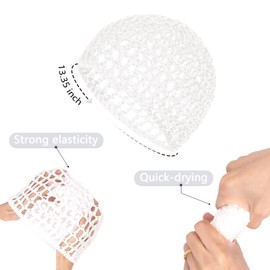 2 PCS Hair Nets for Sleeping Mesh Crochet Hair Wrap Breathable Sleep Cap for Women Reusable Elastic Hairnet（Black，White）