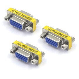 VCE HD15 VGA Coupler/SVGA Coupler, VGA Female to Female Mini Gender Changer Coupler Adapter (3-Pack)