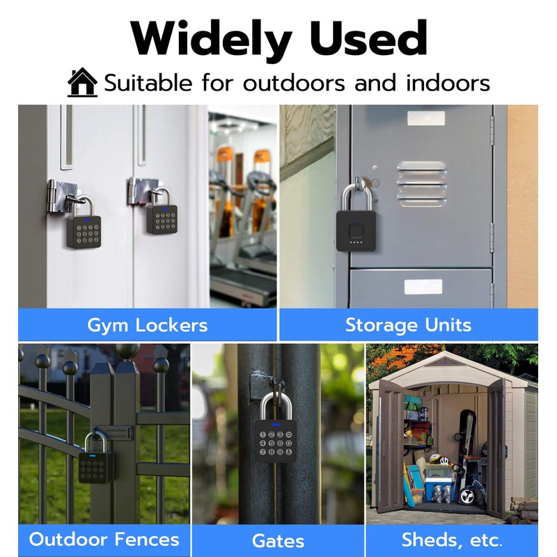 Fingerprint Gym Locker Lock with Code Keypad, Anweller Waterproof Keyless
