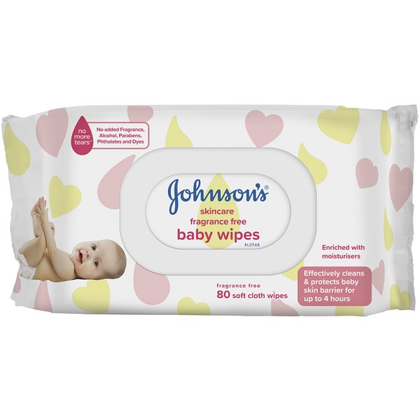Johnson's Skincare Fragrance Free Baby Wipes 80
