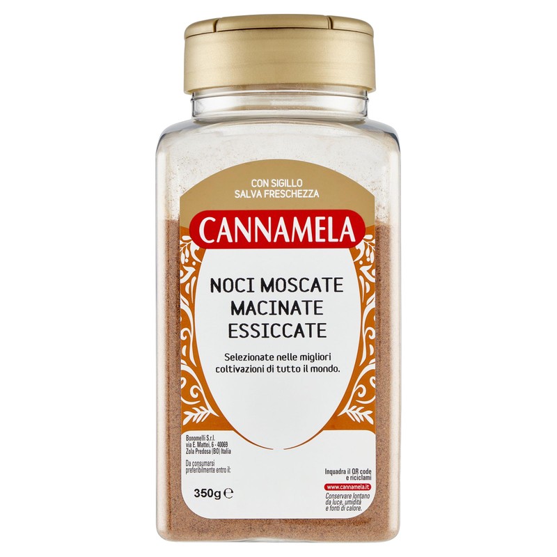 Cannamela - Linea Vasi PET, Noci Moscate Macinate, Confezione da