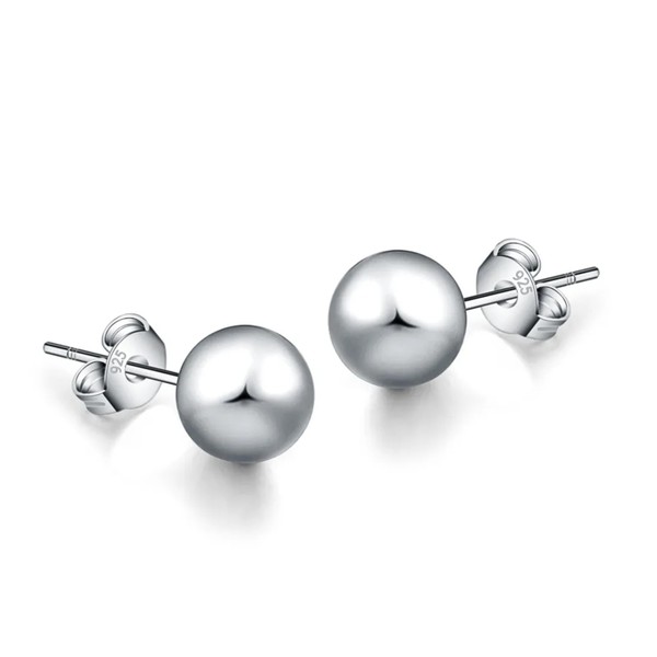 QueenBee 925 Sterling Silver Ball Stud Earrings, Heart and Ball