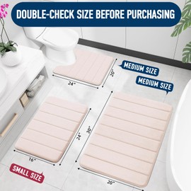 OLANLY Memory Foam Soft Bath Mats Non-Slip Absorbent Bathroom Rugs Rubber Back Runner Mat for Kitchen Bathroom Floors 16" x 24", Pink