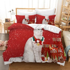 Leleyouzer Christmas Bed Linen 135 x 200 cm Children's Christmas Duvet Cover Set Microfibre Bed Linen Set with 2 Pillowcases 50 x 75 cm MC2