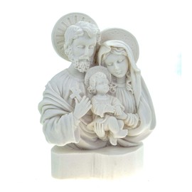 Kremers Schatzkiste Alabaster Deko Figur Jesus mit Maria und Jesus 15 cm Skulptur weiß heilige Familie Kreuz