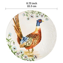 Bico Autumn Birds Salad Plates Set of 4, 8.75 Inch Ceramic Dessert Plates for Salad, Appetizer, Side Dishes, Microwave and Dishwasher Safe, Gift for Housewarming and Thanksgiving