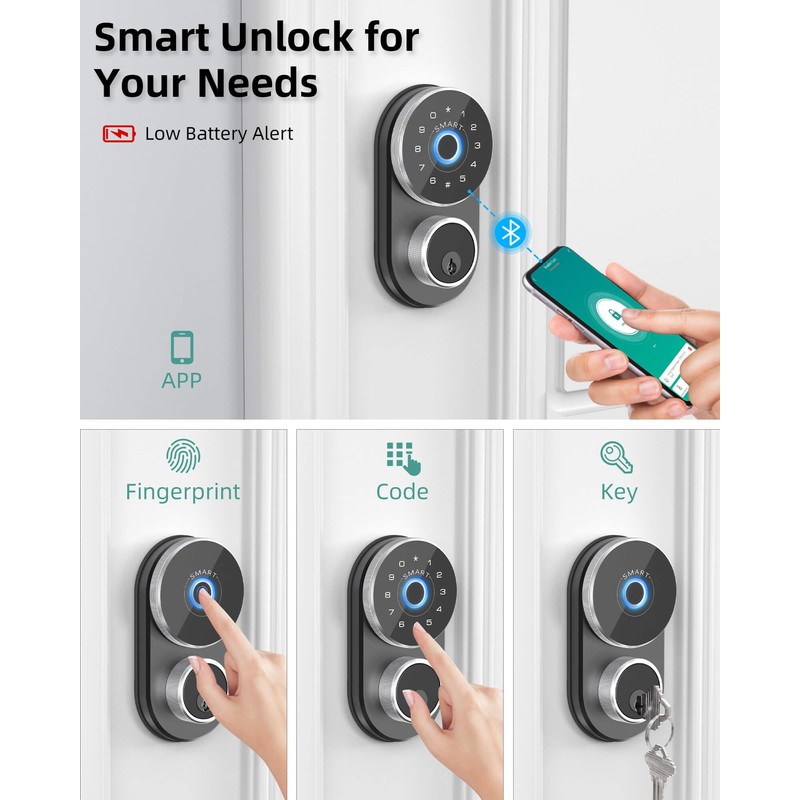 Onemake Keypad Fingerprint Smart Door Lock, Keyless Entry Door Lock