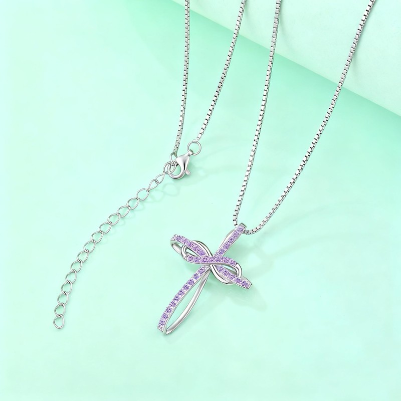 SeiMios 925 Sterling Silver Cross Necklace for Women Twisted Infinity