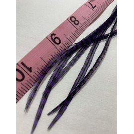 Whiting 5 Extra long Skinny PURPLE Grizzly Striped Feather Hair Extensions W/ Beads
