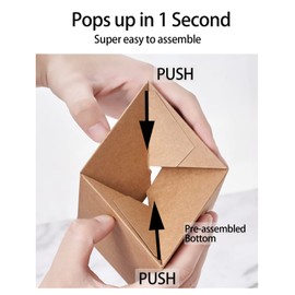 Happyhiram Cupcake Boxes 50 Pcs Brown Kraft Individual Cupcake Box, Single Container Paper Holder with Insert and Window for Muffins Cocoa Bombs Packaging Togo Boxes for Birthdays Party Favor