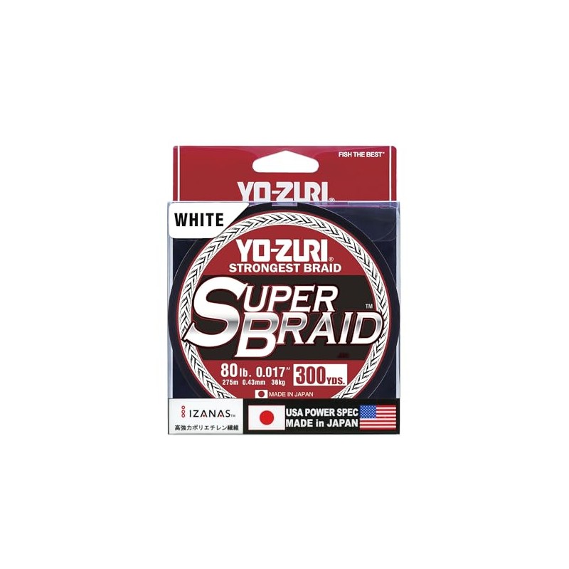 Yo-Zuri YZ-SB-80LB-WH-300YD: Super Braid White 80Lb 300Yd, White