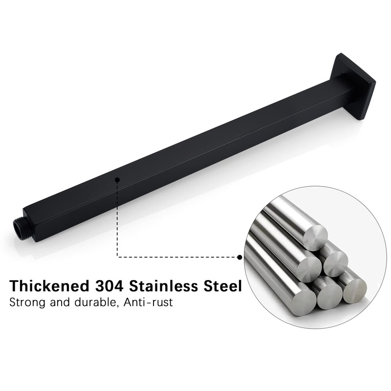 Anpean 16 Inch Square Ceiling Mounted Shower Arm and Flange,