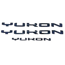 Door Rear Letter Emblem Badge Nameplate Replacement for 2021-2025 Yukon 3pcs (Gloss Black)