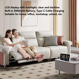 Digital Decibel Meter, Desktop Sound Level Meter 30-130dBA with Temp Humidity Detection, LED Display Noise Temperature Humidity Meter, Portable SPL Meter for Home School Library