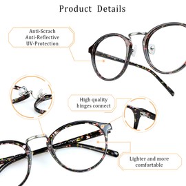 LifeArt Blue Light Blocking Glasses, Anti Eyestrain, Computer Reading Glasses, Gaming Glasses, TV Glasses for Women, Anti Glare (Floral, +1.25 Magnification)