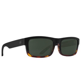 SPY Optic Discord Lite, Square Sunglasses, Color and Contrast Enhancing Lenses (Soft Matte Black Tort Fade, Happy Polarized Gray Green Lenses)